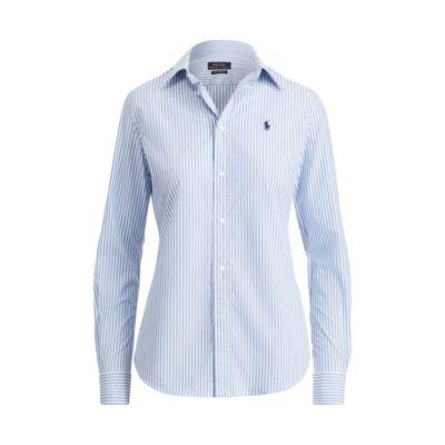 Ralph Lauren *stretch Slim Cotton Shirt 556a Spring Blue/white