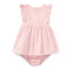 Ralph Lauren Eyelet Cotton Dress & Bloomer Hint Of Pink 6m