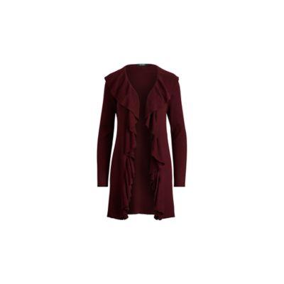 Ralph Lauren Ruffled Open-front Cardigan Red Sangria