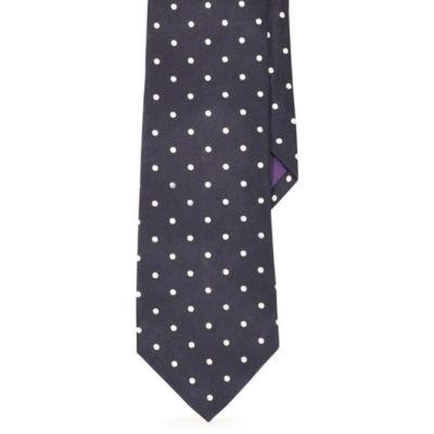 Ralph Lauren Polka-dot Silk Satin Tie Dark Navy