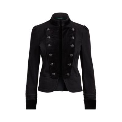 Ralph Lauren Velvet-denim Officer's Jacket Onyx Wash