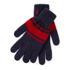 Ralph Lauren Rugby-stripe Wool Tech Gloves Hunter Navy/red