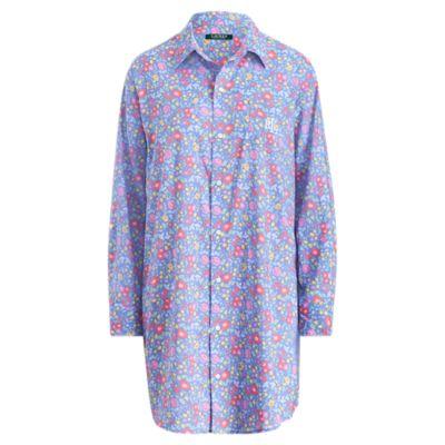 Ralph Lauren Cotton-blend Sleep Shirt Bluefl