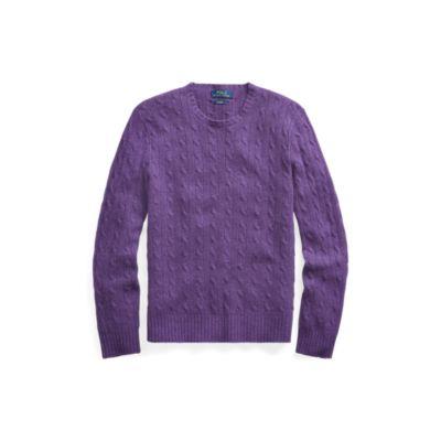 Ralph Lauren Cable-knit Cashmere Sweater Morgan Purple Heather