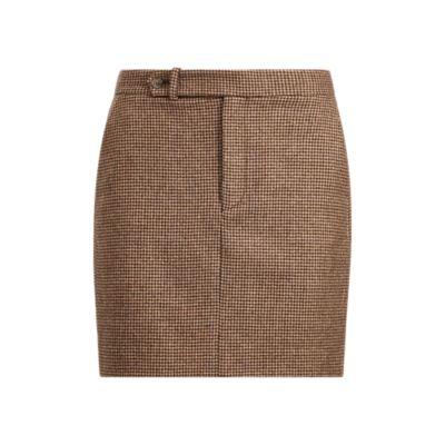 Ralph Lauren Houndstooth Tweed Miniskirt Brown/camel Houndstooth