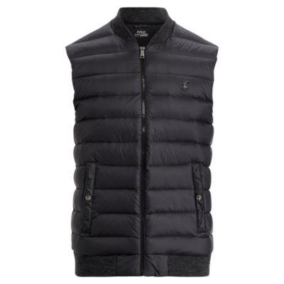 Ralph Lauren Down-panel Double-knit Vest Black/black Marl Heather 2x Big