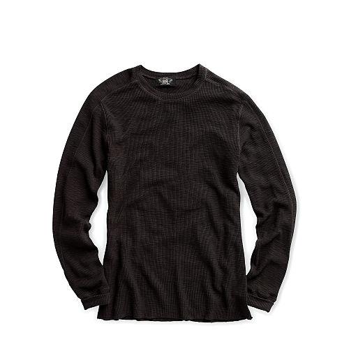 Ralph Lauren Rrl Textured Crewneck Faded Black Canvas