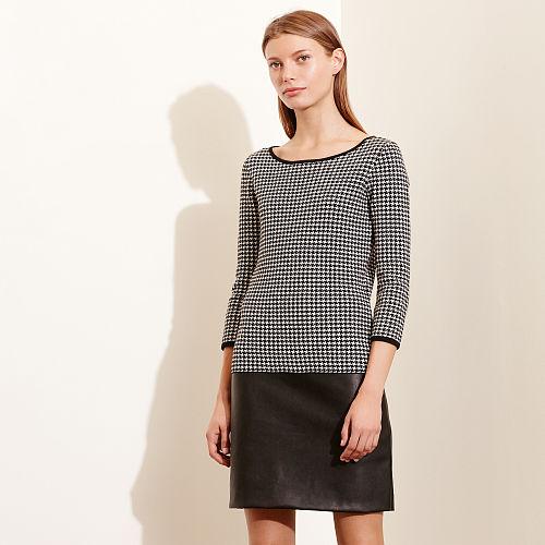 Ralph Lauren Lauren Houndstooth Drop-waist Dress Black Multi