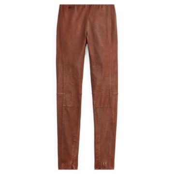 Ralph Lauren Leather Skinny Pant Cocoa Bean