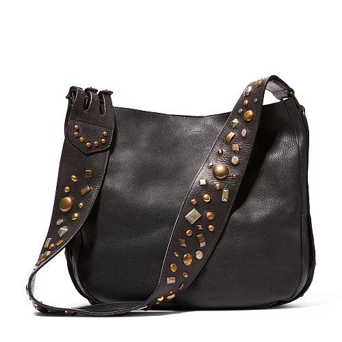 Ralph Lauren Studded Leather Hobo Bag Black