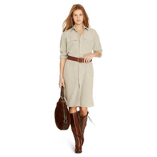 Polo Ralph Lauren Silk Shirtdress Nantucket Grey