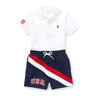Ralph Lauren Cotton Polo & Short Set White 3m
