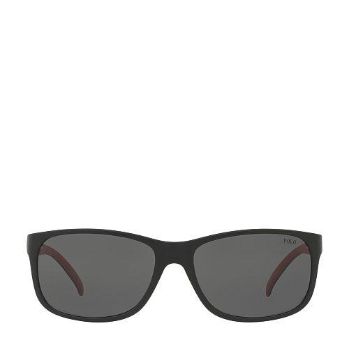 Polo Ralph Lauren Polo Striped Square Sunglasses Matte Black