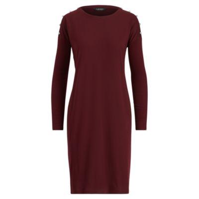 Ralph Lauren Button-trim Jersey Dress Red Sangria