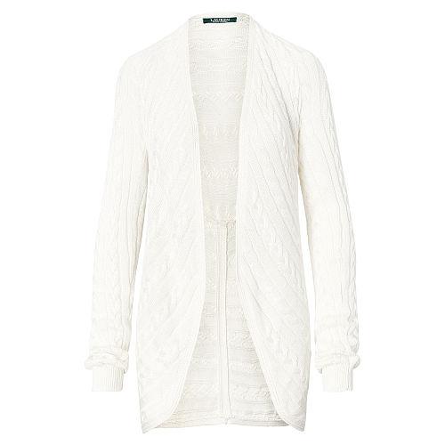 Ralph Lauren Lauren Cable-knit Open-front Cardigan Herbal Milk