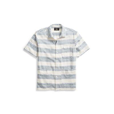 Ralph Lauren Cotton-linen Camp Shirt Rl 989 Cream Indigo