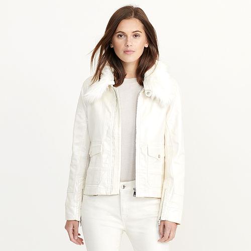 Ralph Lauren Lauren Coated Stretch Denim Jacket Pearl Powder