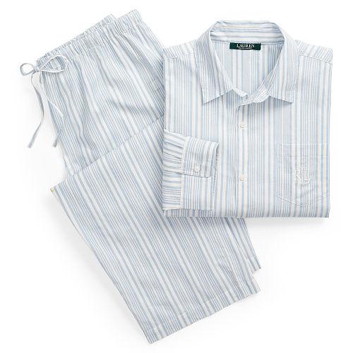 Ralph Lauren Lauren Striped Cotton Capri Sleep Set
