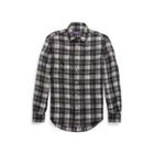 Ralph Lauren Plaid Silk Dress Shirt Black And Cream