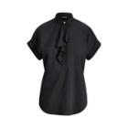 Ralph Lauren Ruffled Stretch Cotton Top Polo Black