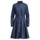 Ralph Lauren Belted Denim Shirtdress Dark Indigo