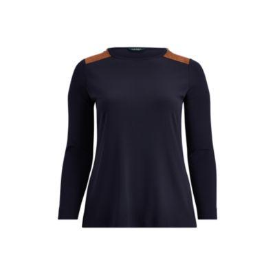 Ralph Lauren Ribbed Stretch Cotton T-shirt Rl Navy