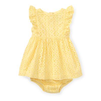 Ralph Lauren Eyelet Cotton Dress & Bloomer Wicket Yellow 6m