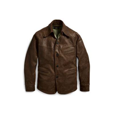 Ralph Lauren Leather Car Coat Brown