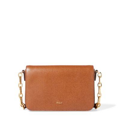 Ralph Lauren Saffiano Carmen Crossbody Bag Brown