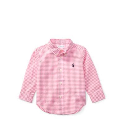 Ralph Lauren Gingham Cotton Poplin Shirt New Rose Multi 6m