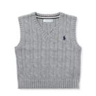 Ralph Lauren Cable-knit Cotton Sweater Vest Andover Heather 12m