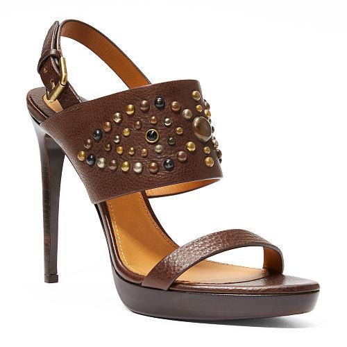 Ralph Lauren Jetta Studded Leather Sandal Dark Brown