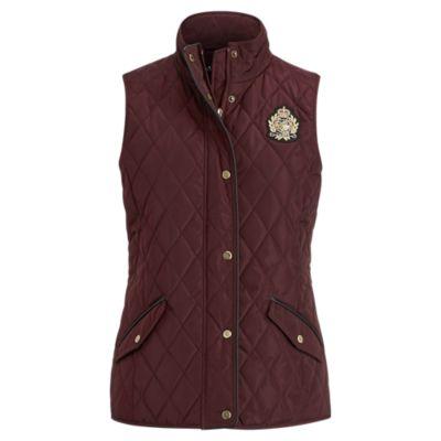 Ralph Lauren Quilted Mockneck Vest Burgundy
