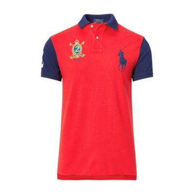 Ralph Lauren Custom Slim Fit Mesh Polo Rl 2000 Red/newport Navy