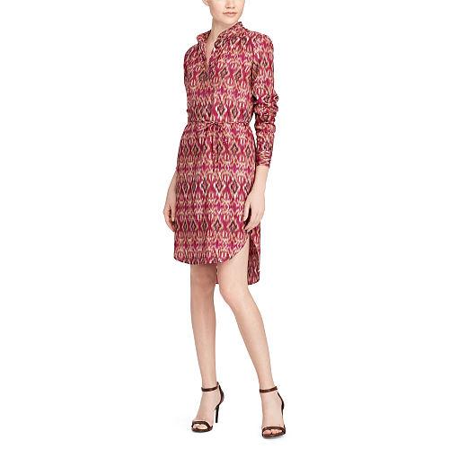 Ralph Lauren Lauren Ikat Crepe De Chine Shirtdress