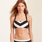 Ralph Lauren Lauren Cross-back Chevron Bikini Top Black And White