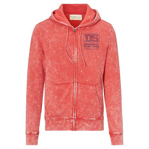 Ralph Lauren Denim & Supply Cotton Terry Graphic Hoodie Ancient Red