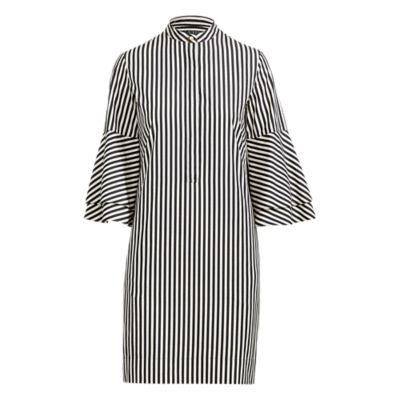 Ralph Lauren Ruffle-sleeve Shift Dress Polo Black/parchment