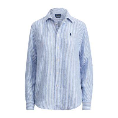 Ralph Lauren Relaxed Striped Linen Shirt 604 Maidstone Blue/white