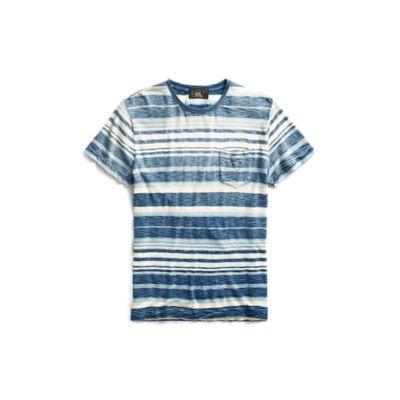 Ralph Lauren Indigo Striped Cotton T-shirt Dk Blue Indigo Med Blue I