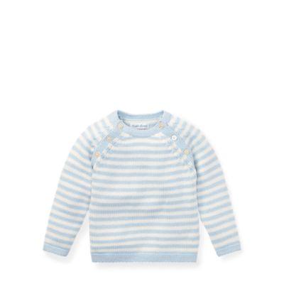 Ralph Lauren Striped Cotton Sweater Beryl Blue/trophy Cream 6m
