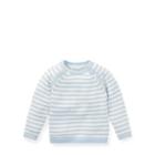 Ralph Lauren Striped Cotton Sweater Beryl Blue/trophy Cream 6m