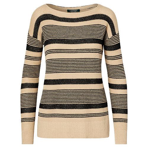 Ralph Lauren Lauren Striped Linen-cotton Sweater Tan/polo Black
