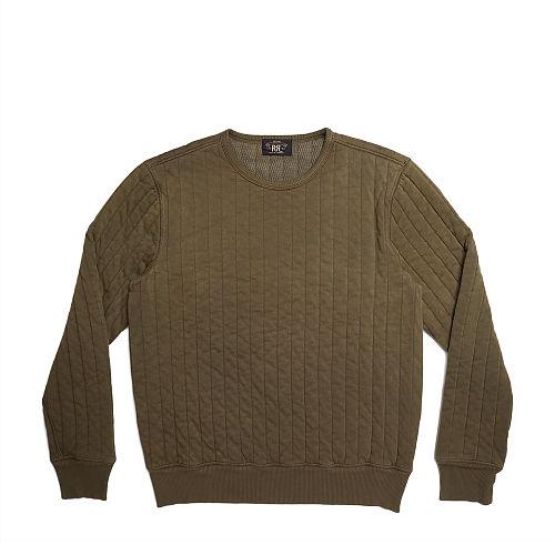 Ralph Lauren Rrl Quilted Cotton Jersey Pullover Dark Army