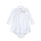 Ralph Lauren Ruffled Cotton Dress & Bloomer White 24m