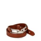 Ralph Lauren Oval-link Leather Bracelet Silver/rl Gold
