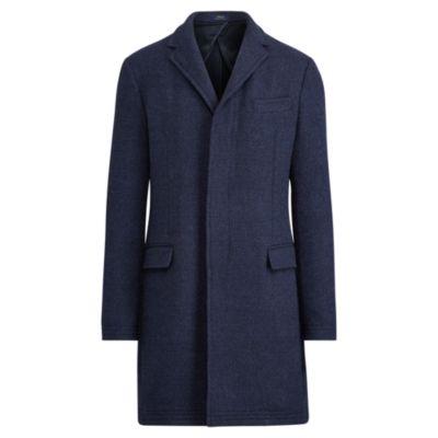 Ralph Lauren Morgan Merino-silk Topcoat Navy And Dark Grey