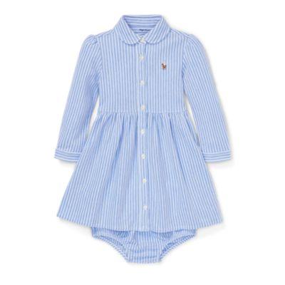 Ralph Lauren Striped Mesh Oxford Dress Harbor Island Blue/white 6m