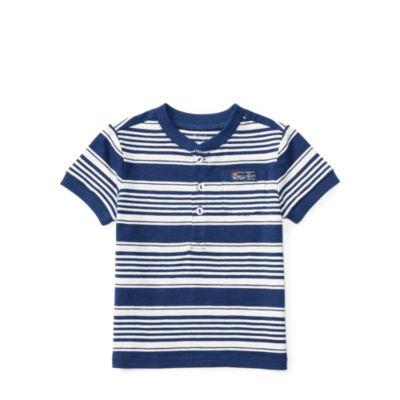 Ralph Lauren Striped Cotton Jersey Henley Fresco Blue/nevis 3m