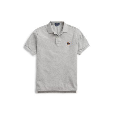 Ralph Lauren Custom Slim Fit Bear Mesh Polo Authentic Heather